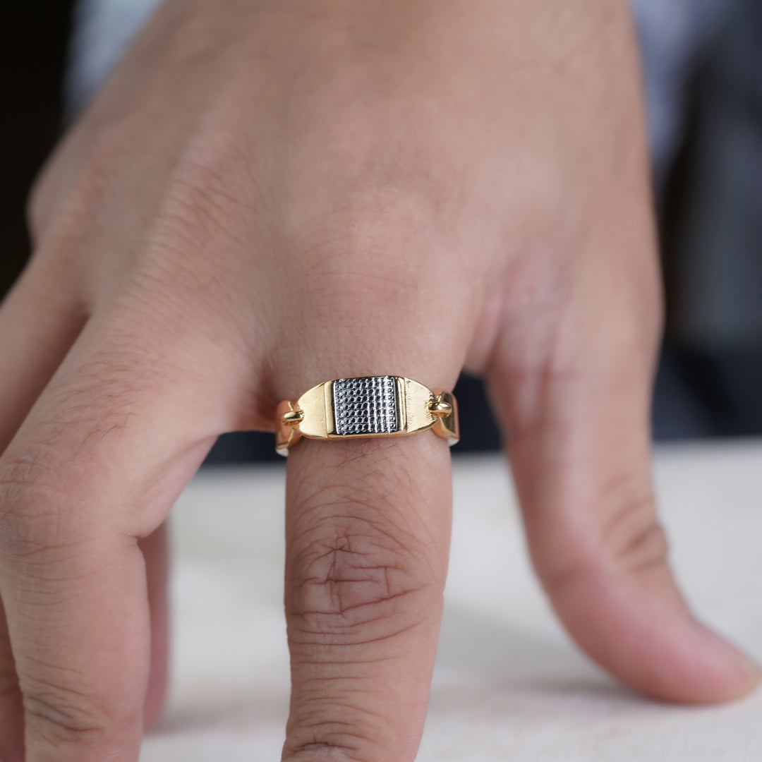 Men’s Gold-Tone Textured Statement Ring GMR -1