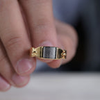 Men’s Gold-Tone Textured Statement Ring GMR -1