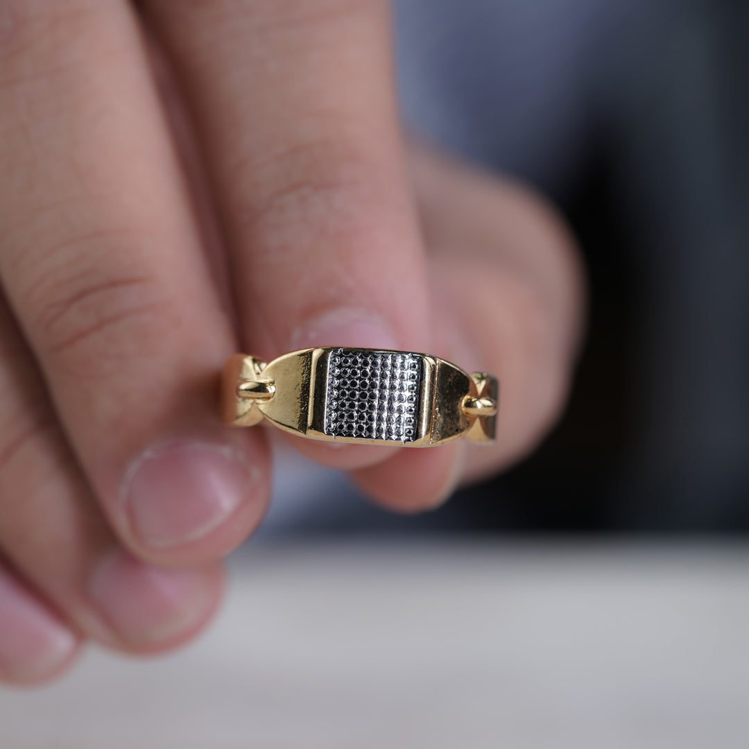 Men’s Gold-Tone Textured Statement Ring GMR -1
