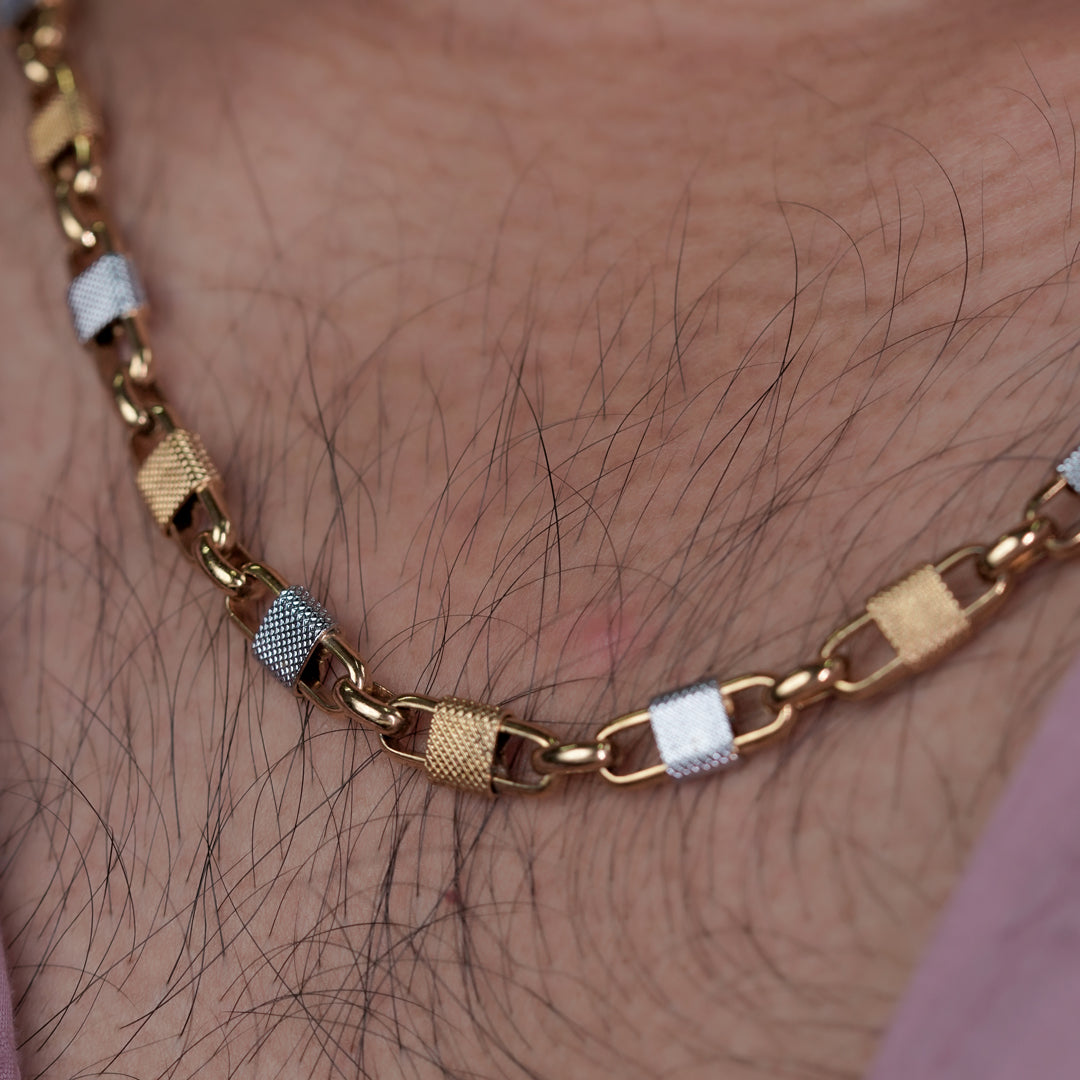 Men’s Gold & Silver Textured Link Chain GMC -12