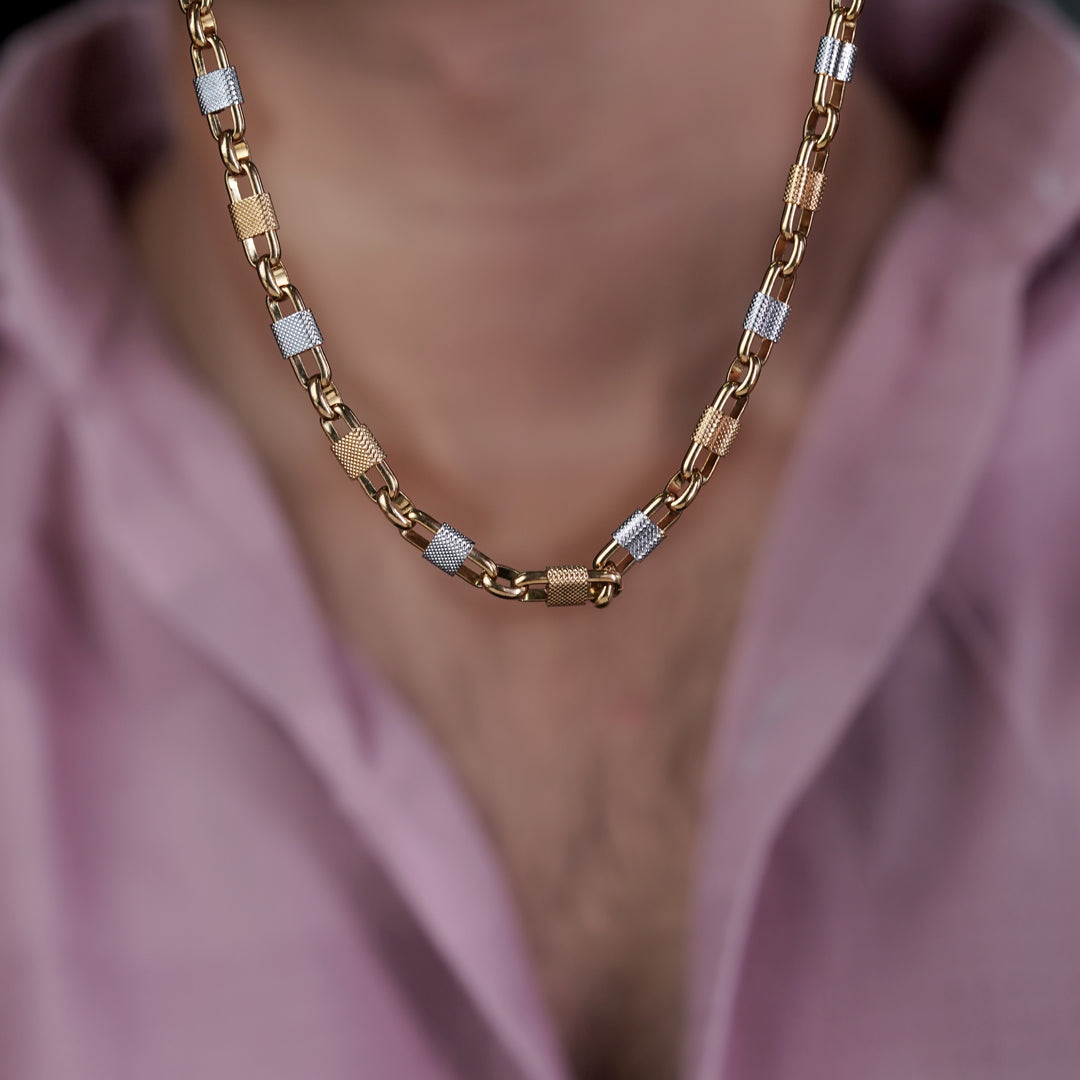 Men’s Gold & Silver Textured Link Chain GMC -12