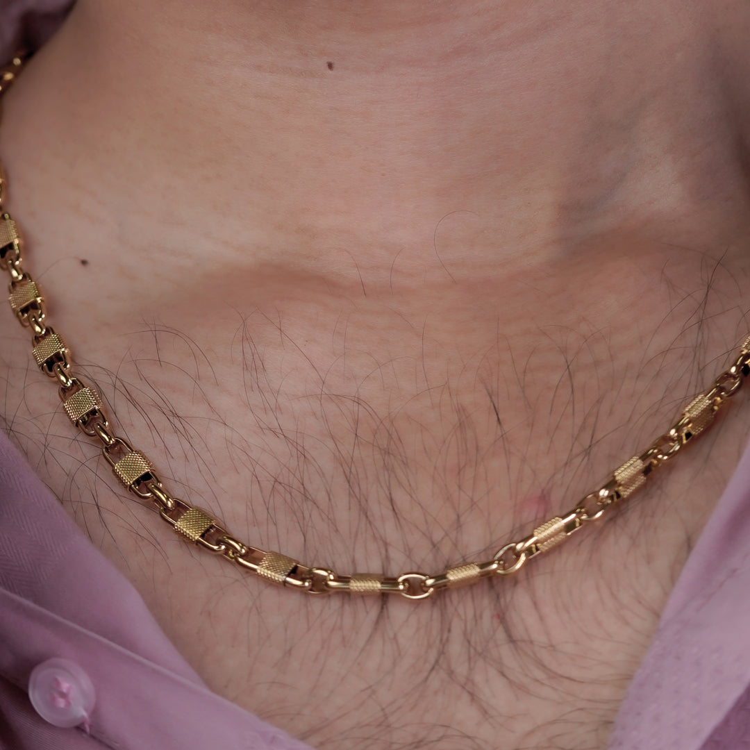 Men’s Gold Tone Textured Link Chain GMC -19