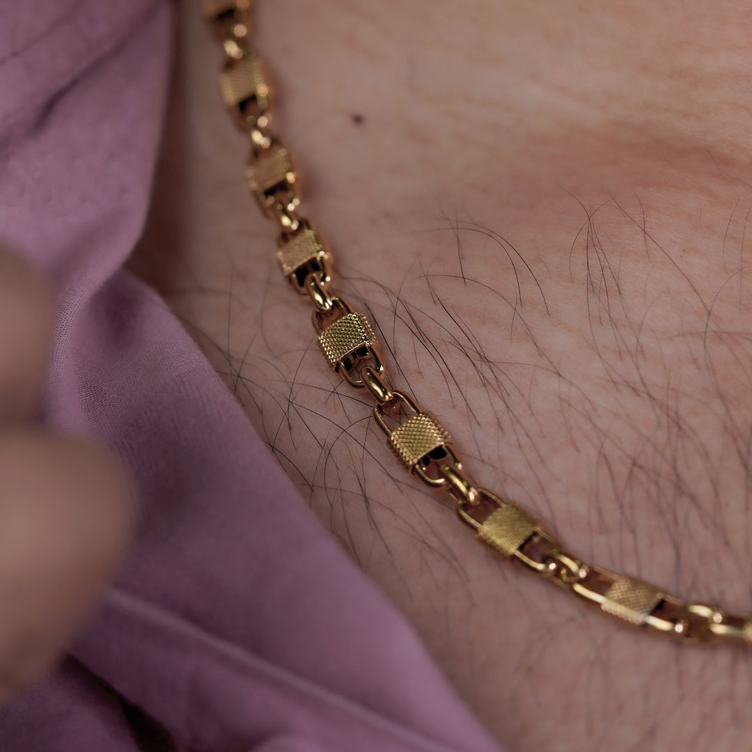 Men’s Gold Tone Textured Link Chain GMC -19
