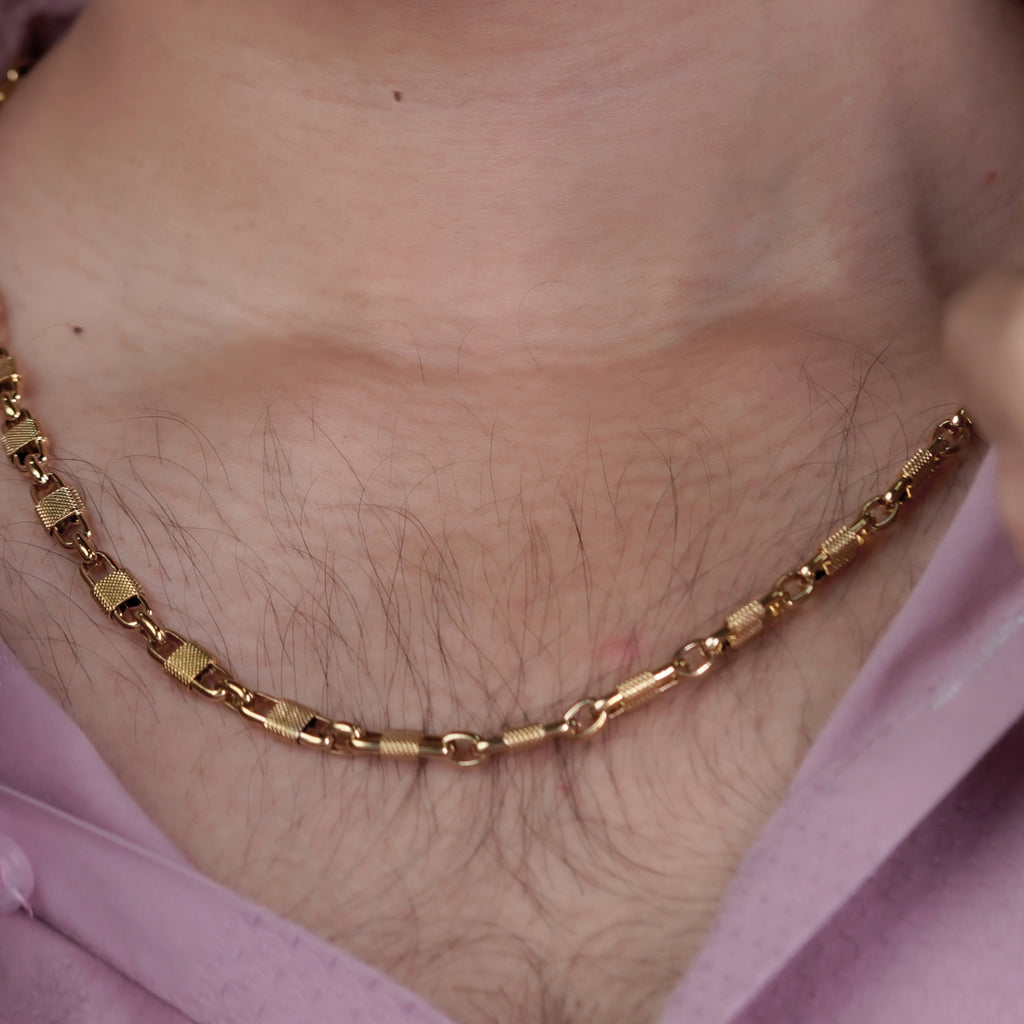 Men’s Gold Tone Textured Link Chain GMC -19
