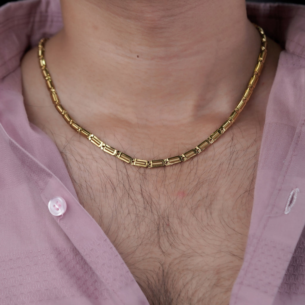 Men’s Gold-Tone Geometric Link Chain GMC -7