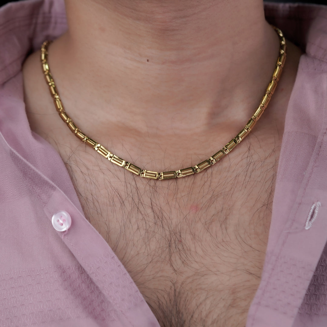 Men’s Gold-Tone Geometric Link Chain GMC -7