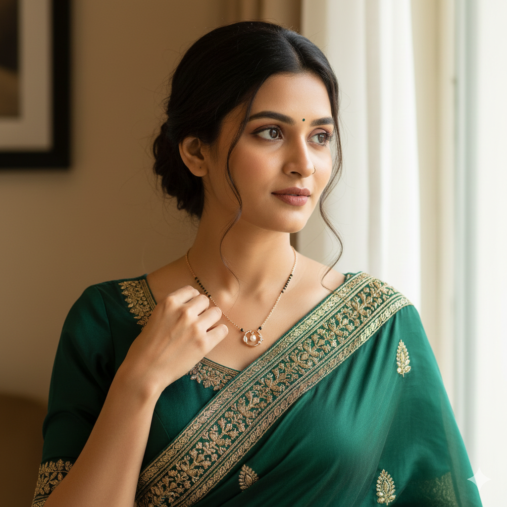 Wibestone Diyela Gold Pearl Mangalsutra – Classic Pearl Elegance