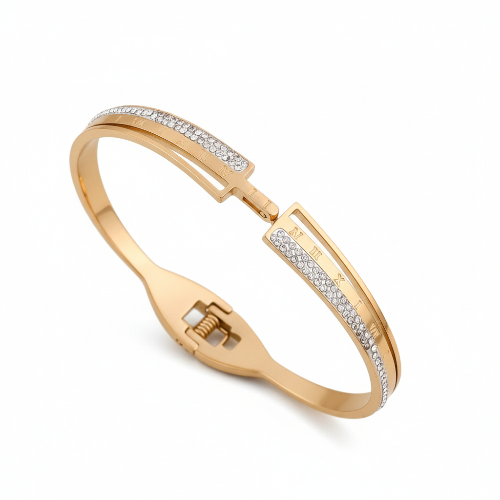 Wibestone Aarohi Gold Plated Diamond Kada – Elegant Sparkle Bracelet