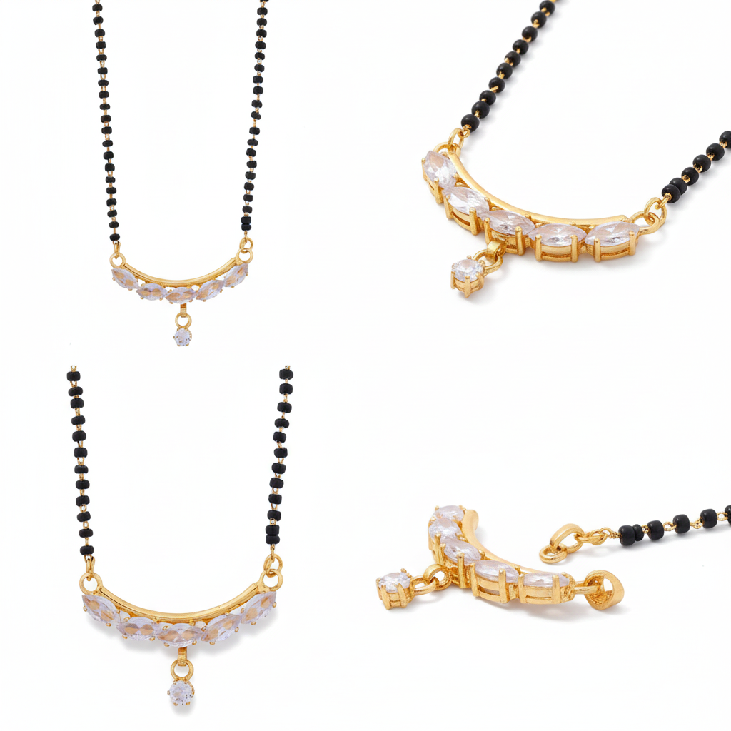 Wibestone Hema Crystal Mangalsutra – Sparkling Elegance with Timeless Charm