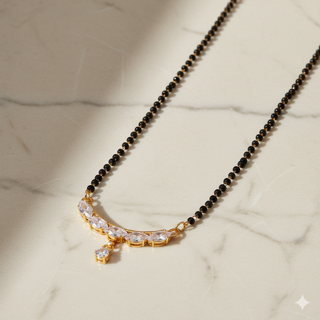 Wibestone Hema Crystal Mangalsutra – Sparkling Elegance with Timeless Charm