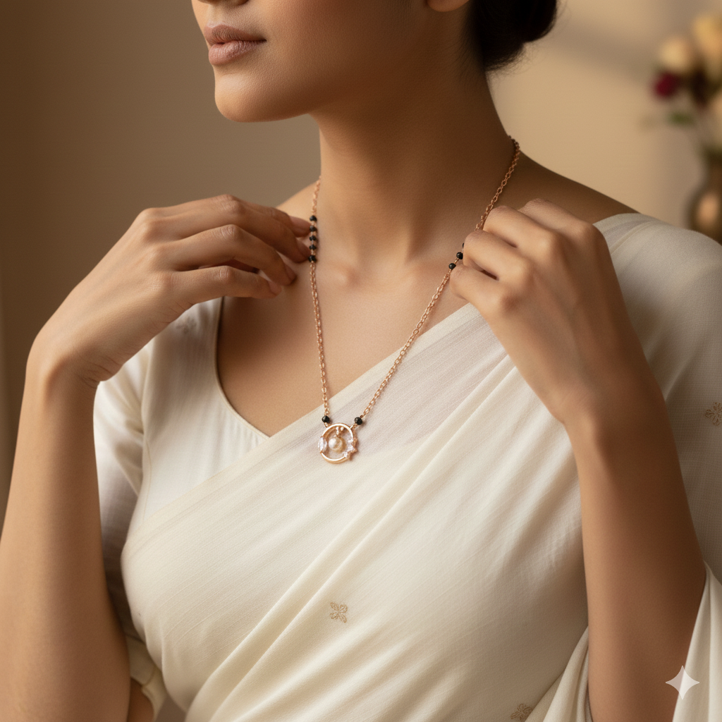 Wibestone Diyela Gold Pearl Mangalsutra – Classic Pearl Elegance