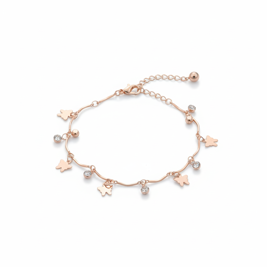 Gold Butterfly Charm Anklet GWA -44