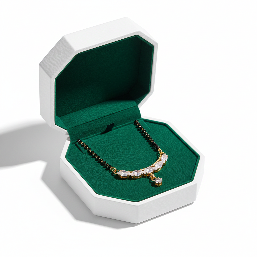 Wibestone Hema Crystal Mangalsutra – Sparkling Elegance with Timeless Charm