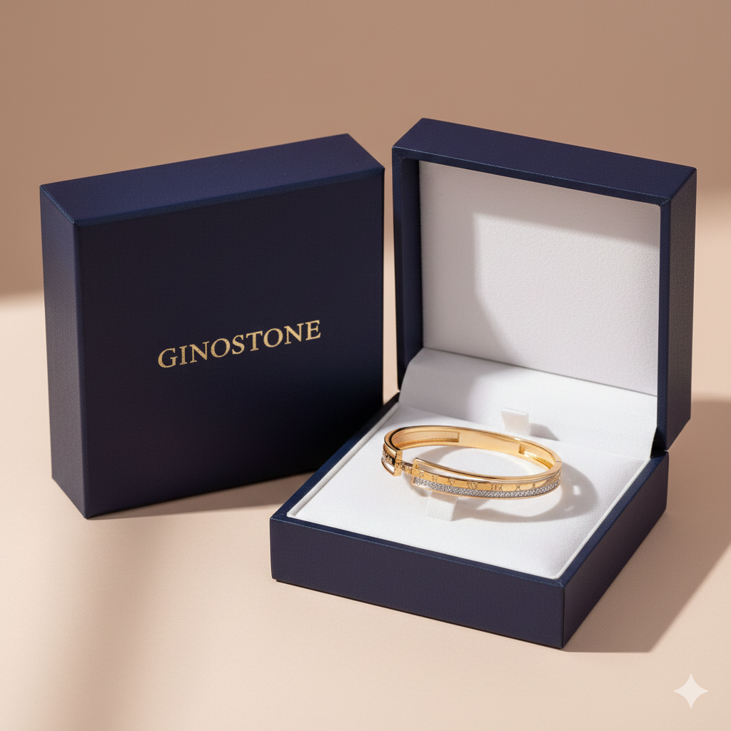 Wibestone Aarohi Gold Plated Diamond Kada – Elegant Sparkle Bracelet