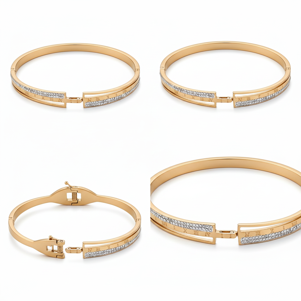 Wibestone Aarohi Gold Plated Diamond Kada – Elegant Sparkle Bracelet