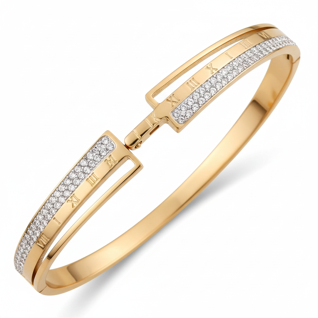 Wibestone Aarohi Gold Plated Diamond Kada – Elegant Sparkle Bracelet
