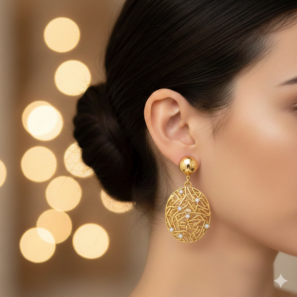 WibeStone Sunora Weave Drop Earrings – Elegant Woven Grace