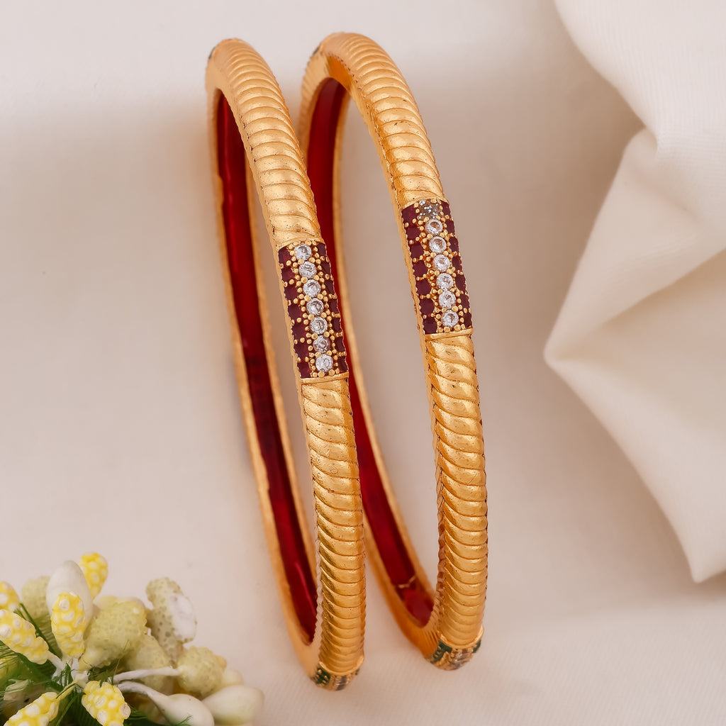 Gold Red Meenakari Designer Bangles GB -5