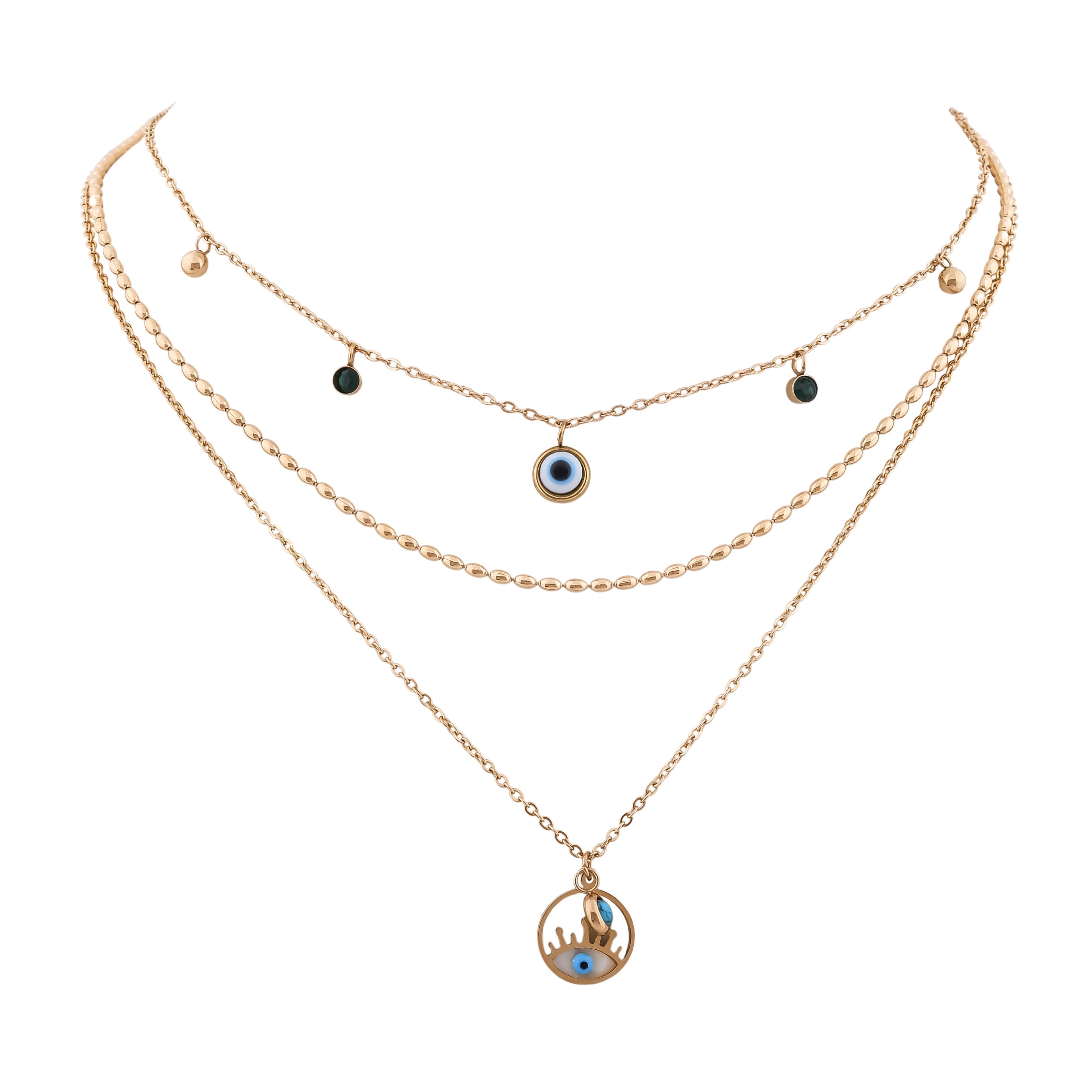 Evil eye 3 Layers Chain Neckless GWN -21