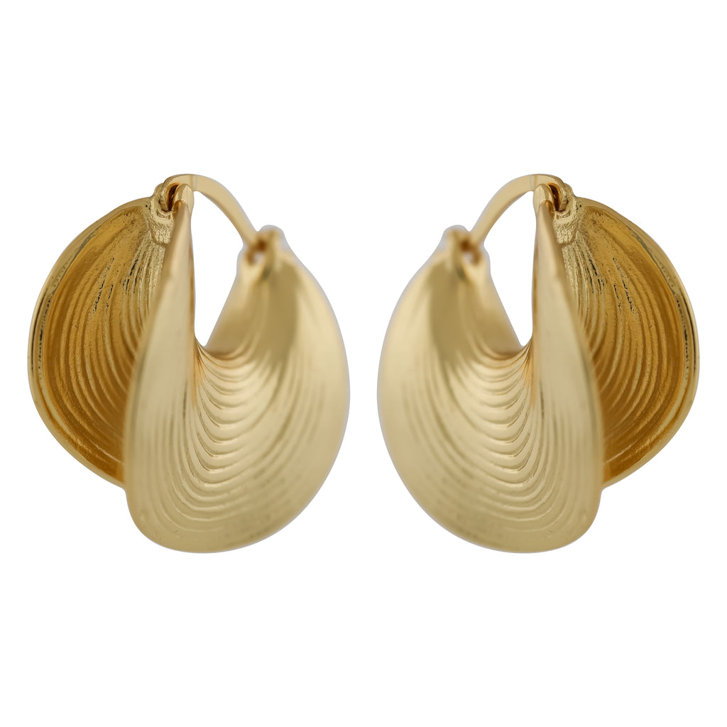 Wibestone Aura Textured Wave Hoops – Gold