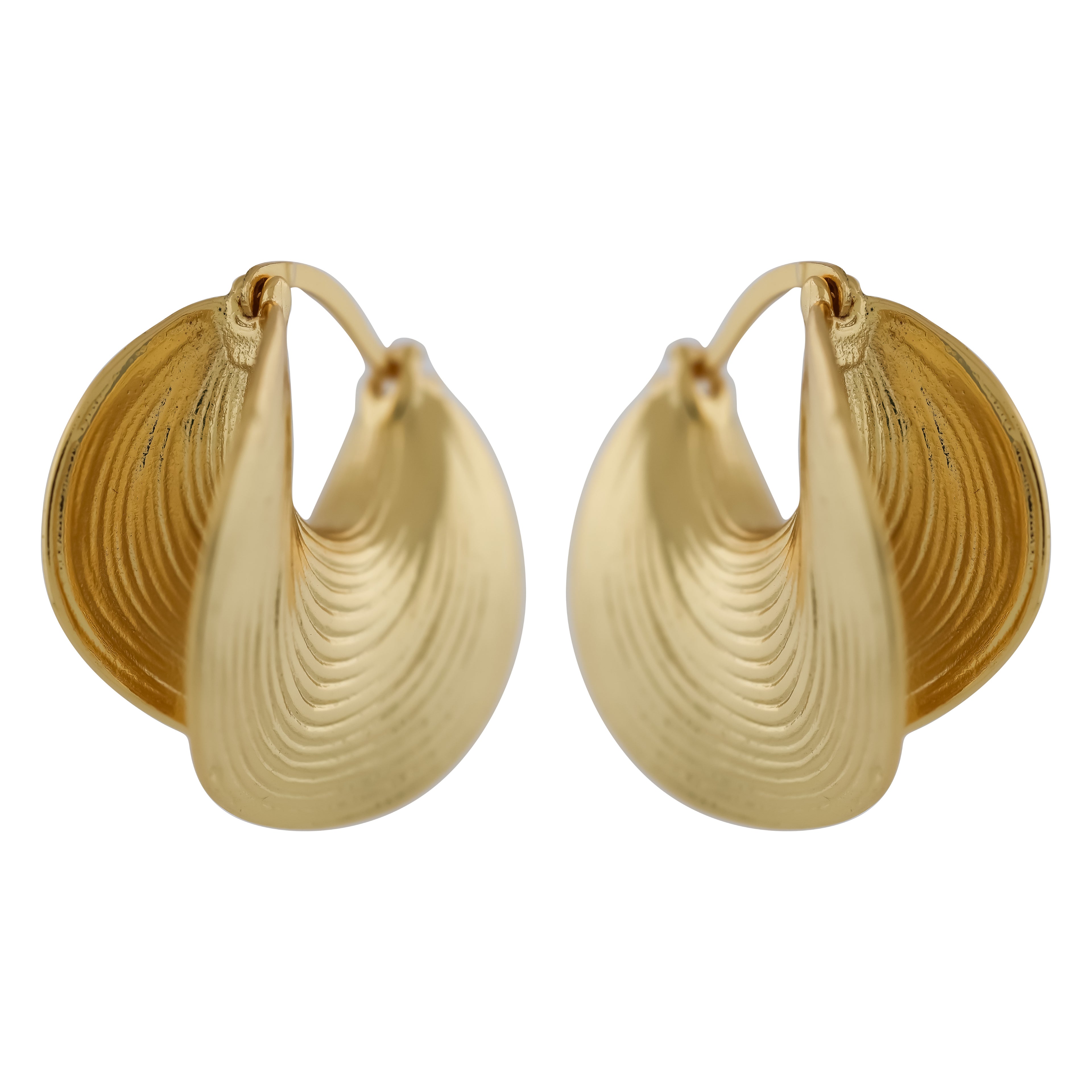 Wibestone Aura Textured Wave Hoops – Gold