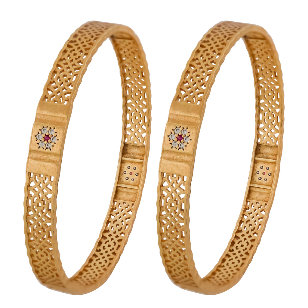 Gold Floral Lattice Bangles GB -7