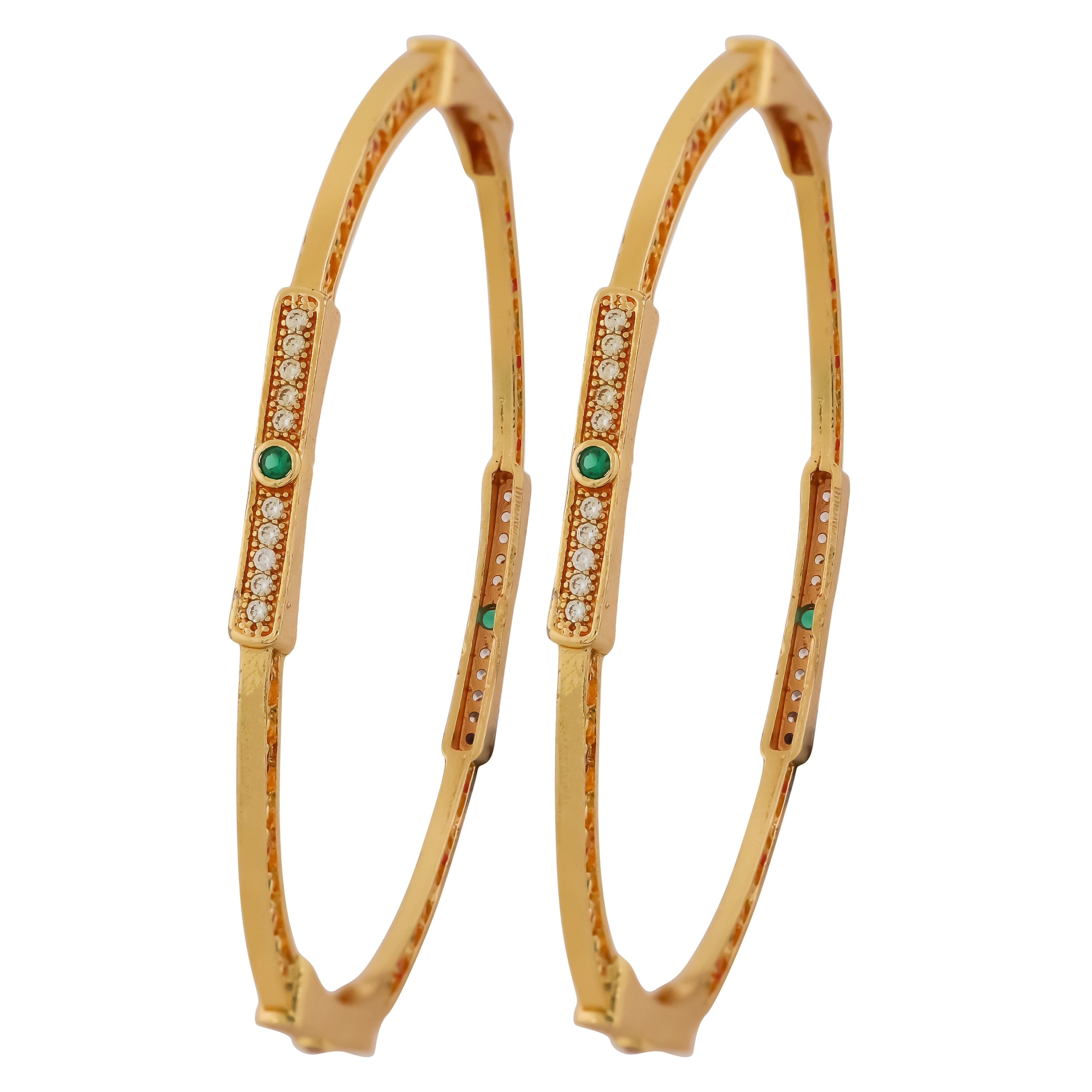 Gold Green Stone Designer Bangles GB -4