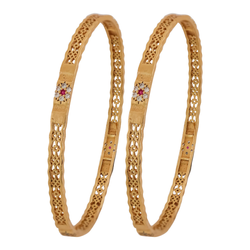 Gold Floral Lattice Bangles GB -2