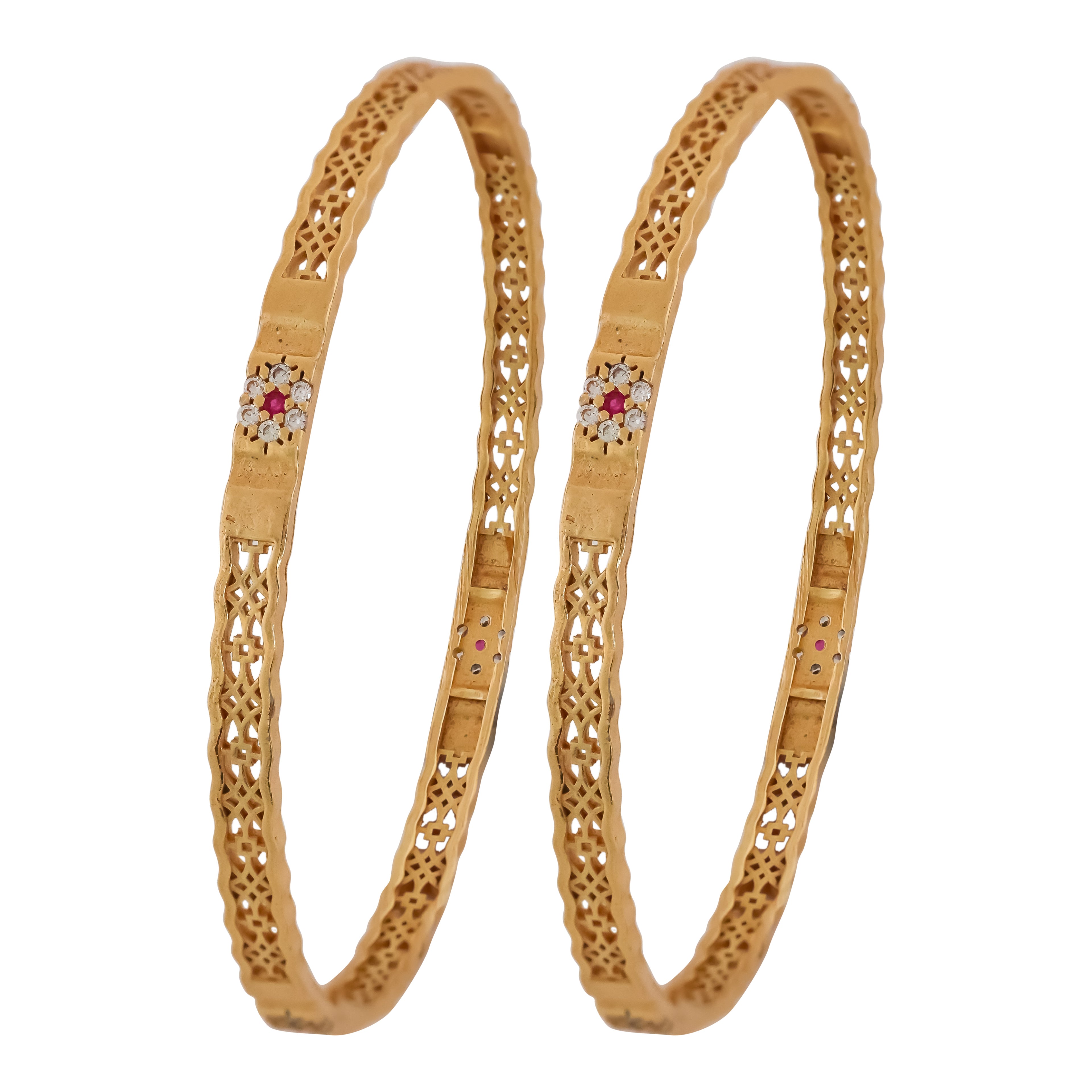 Gold Floral Lattice Bangles GB -2