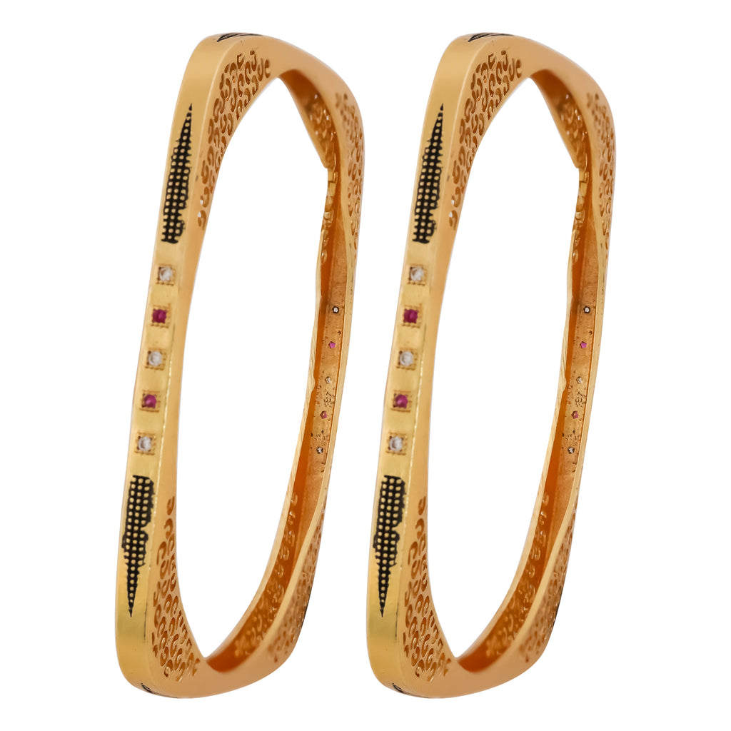 Gold-Tone Square Designer Bangles GB -1