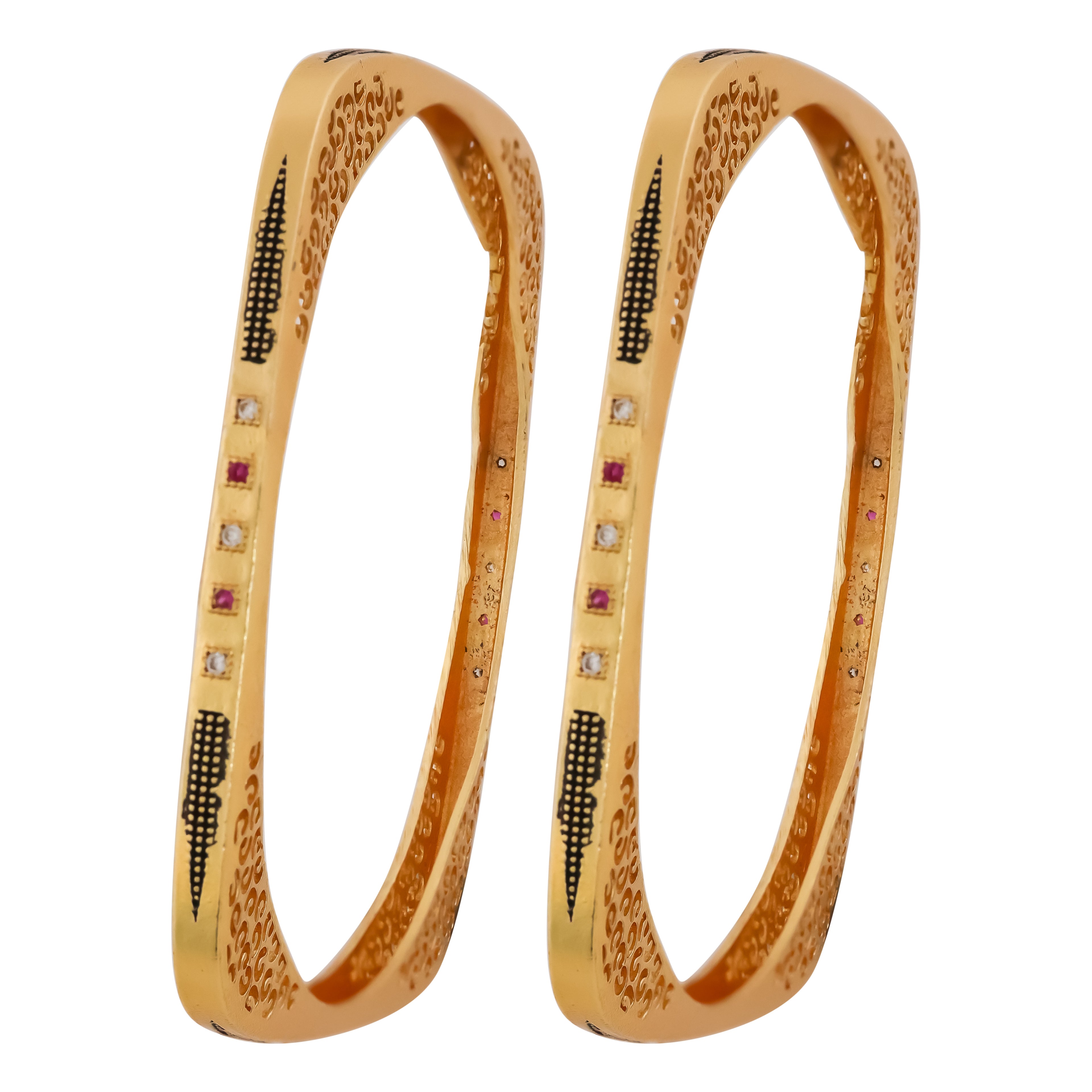 Gold-Tone Square Designer Bangles GB -1