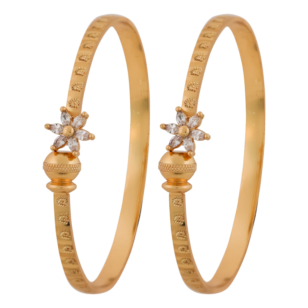 Wibestone Floral Stone Kada Bangles – Blooming Elegance with Radiant Sparkle