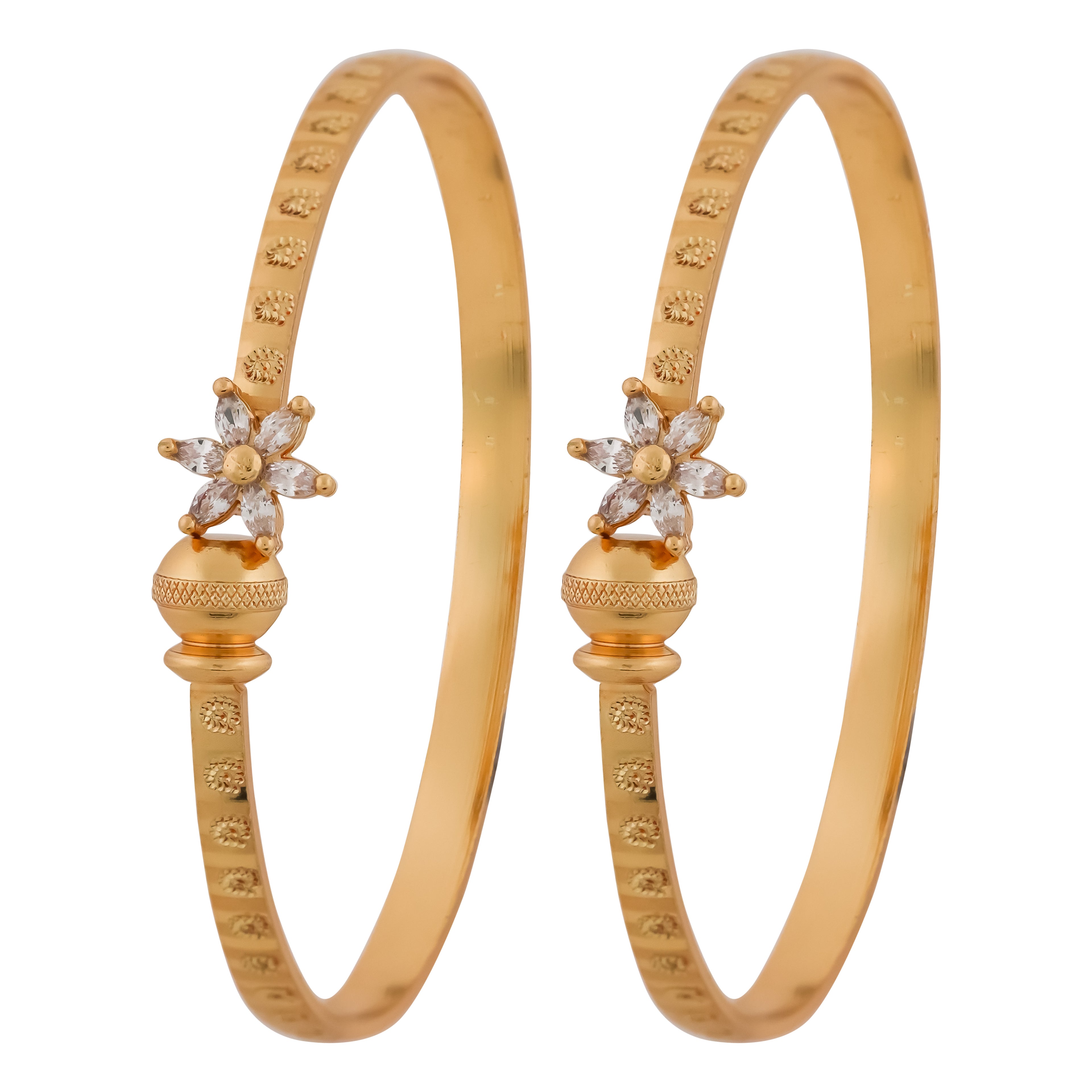 Wibestone Floral Stone Kada Bangles – Blooming Elegance with Radiant Sparkle