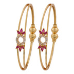 Ruby Floral Gold Bangles GFB -2