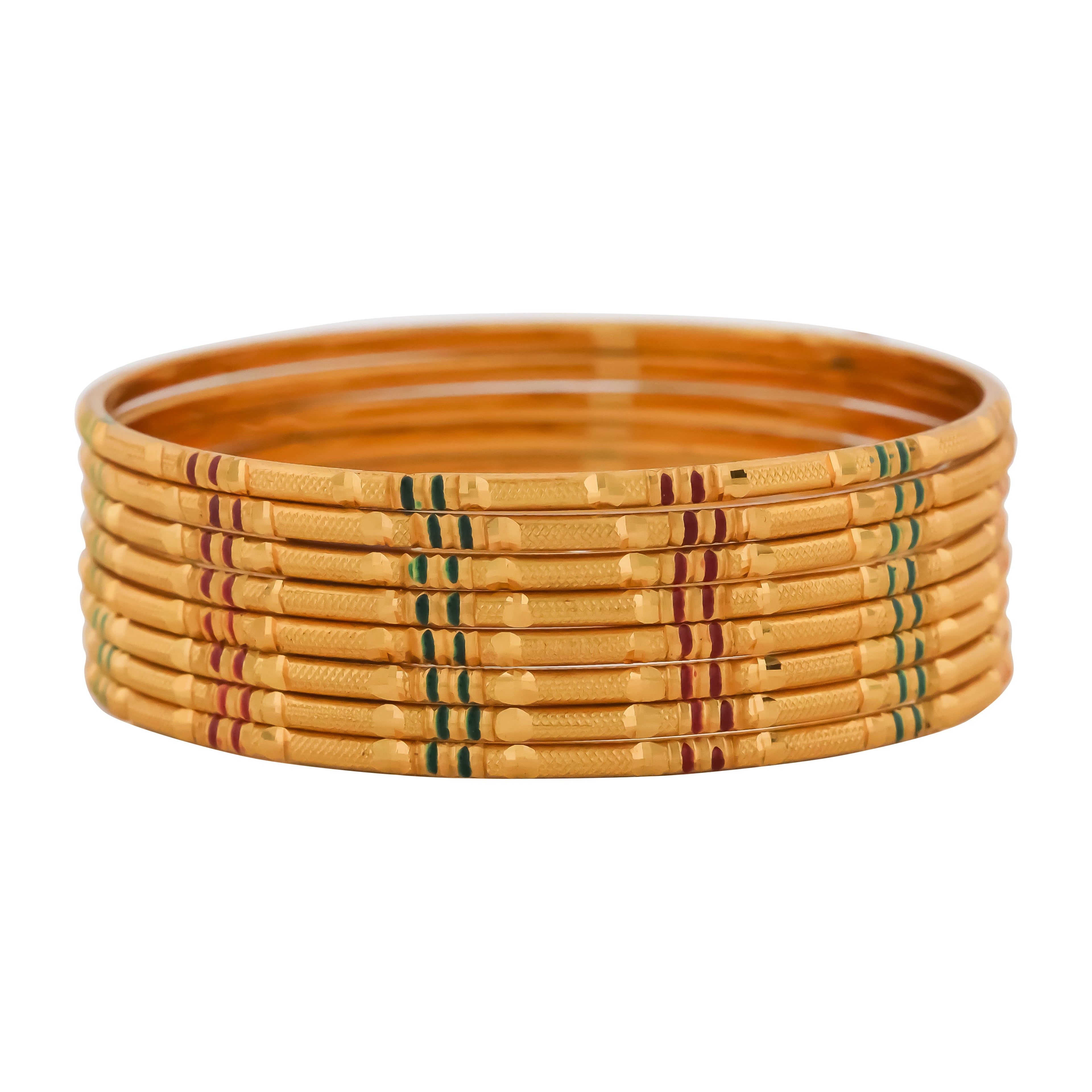 Gold Multicolor Striped Bangles GB -8