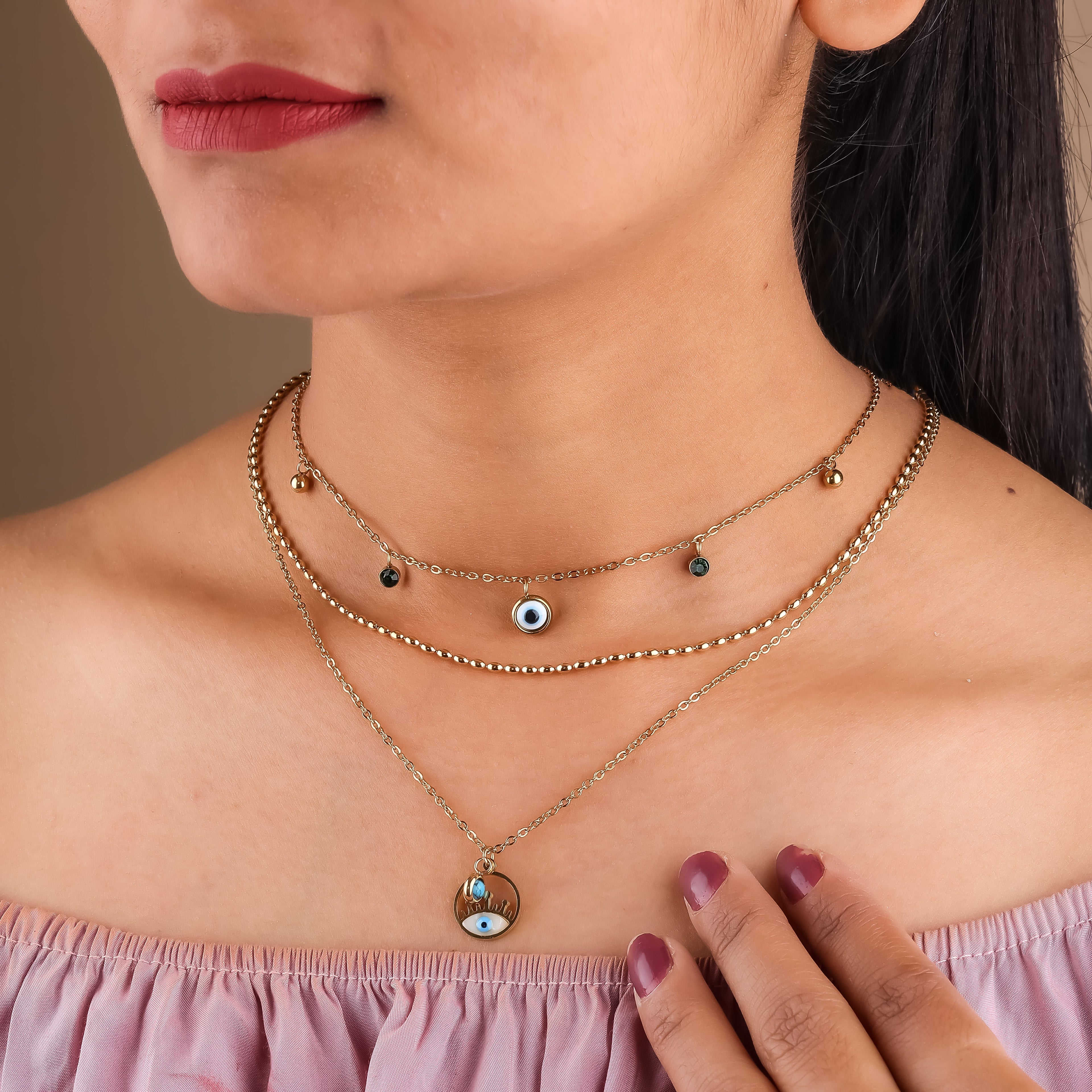 Evil eye 3 Layers Chain Neckless GWN -21