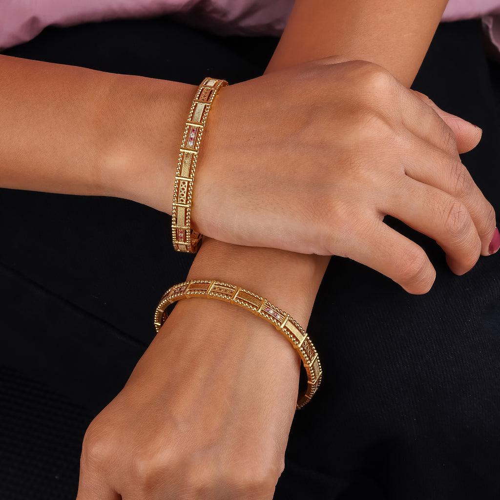 Gold Beaded Designer Bangles GWB -3