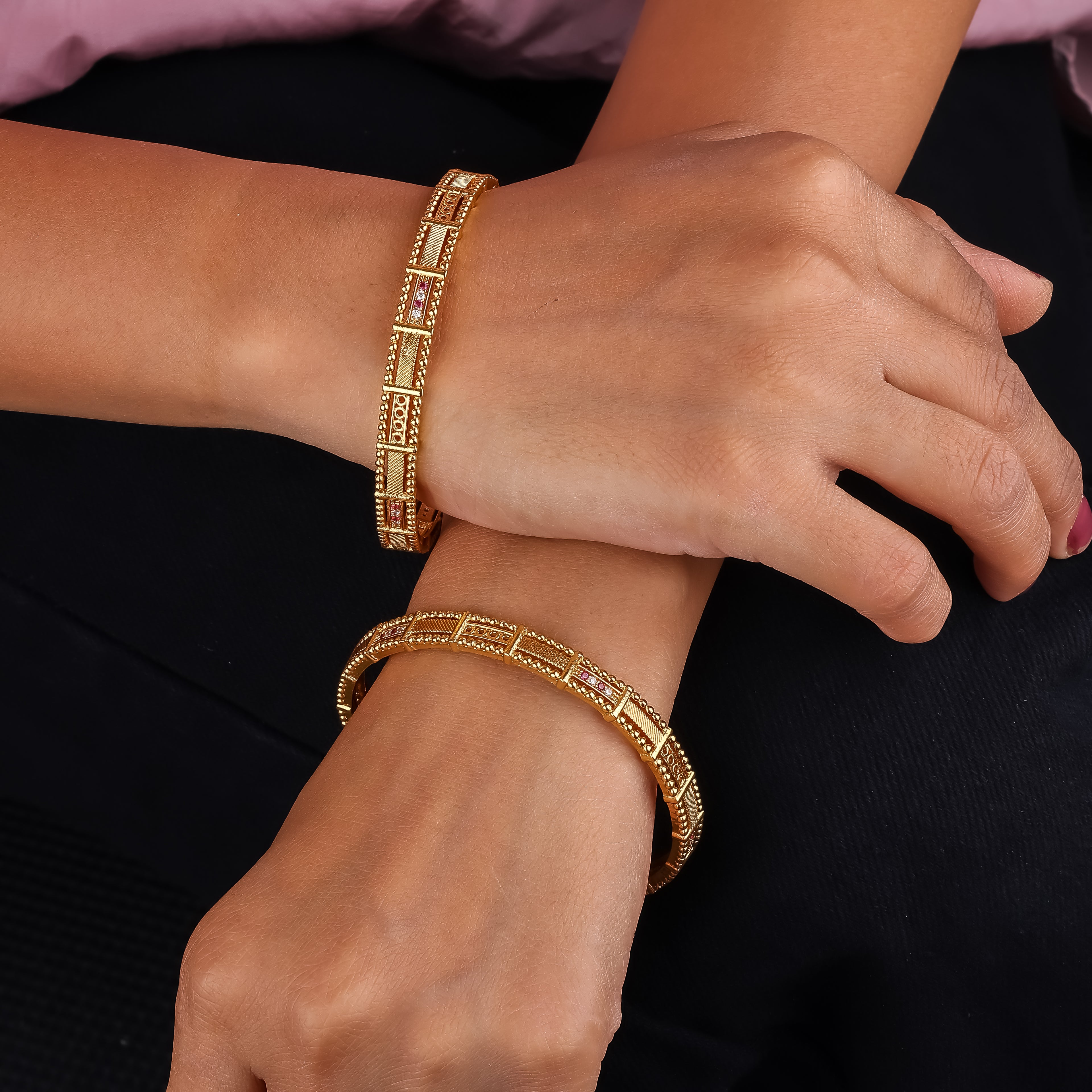 Gold Beaded Designer Bangles GWB -3