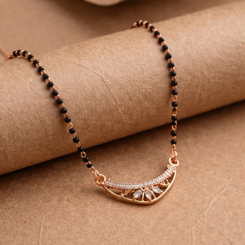 Rose Gold Floral Teardrop Mangalsutra GM -38