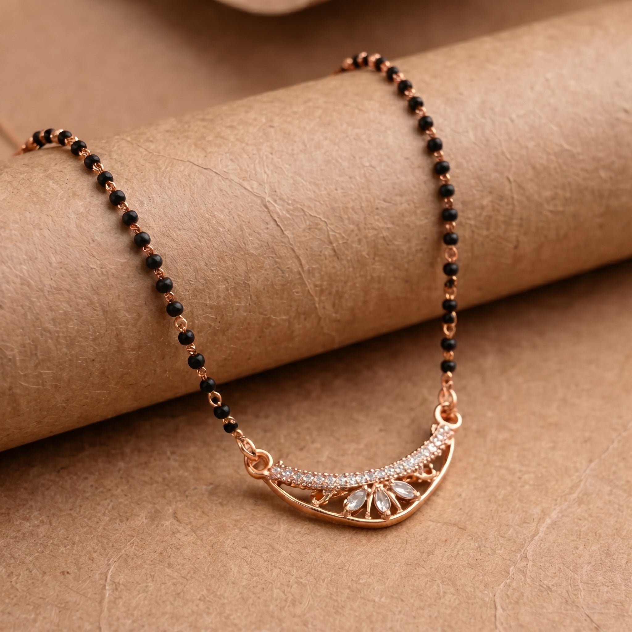 Rose Gold Floral Teardrop Mangalsutra GM -38