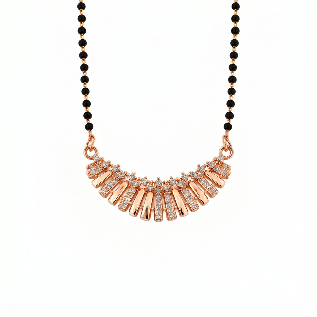 Rose Gold Fan Pendant Mangalsutra GM -45