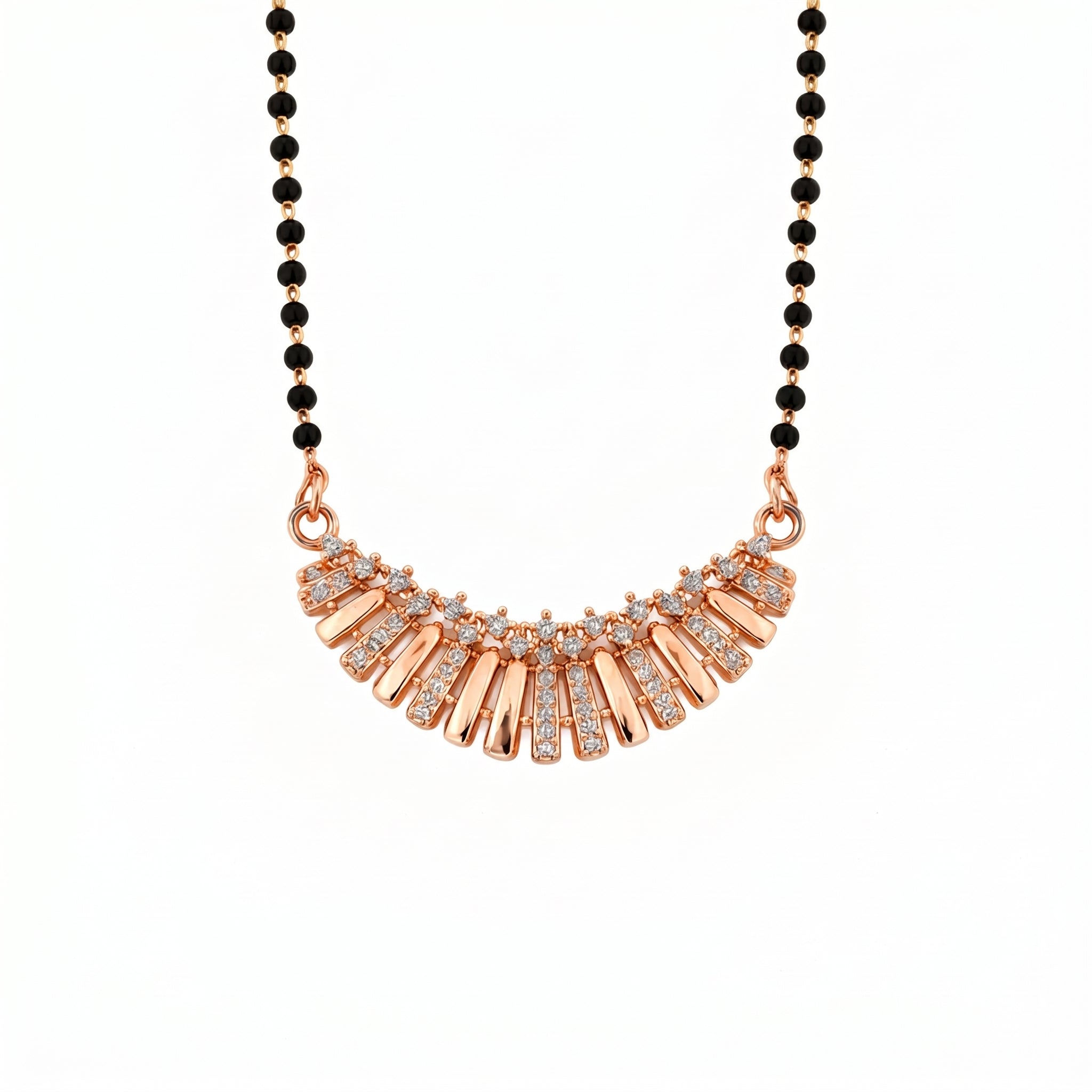 Rose Gold Fan Pendant Mangalsutra GM -45