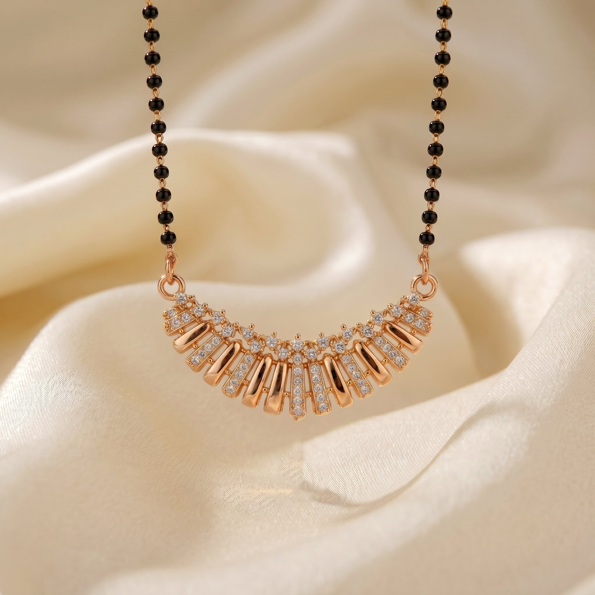 Rose Gold Fan Pendant Mangalsutra GM -45