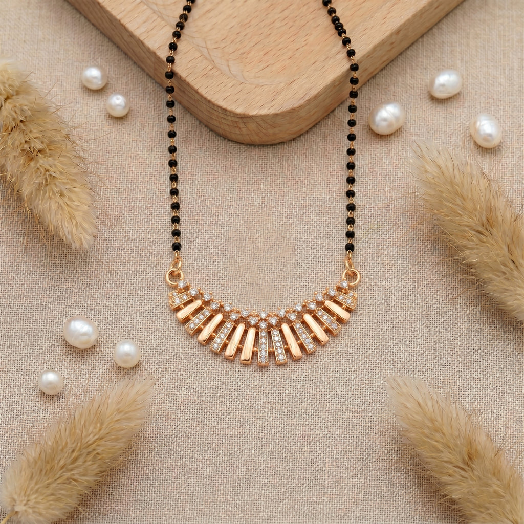 Rose Gold Fan Pendant Mangalsutra GM -45