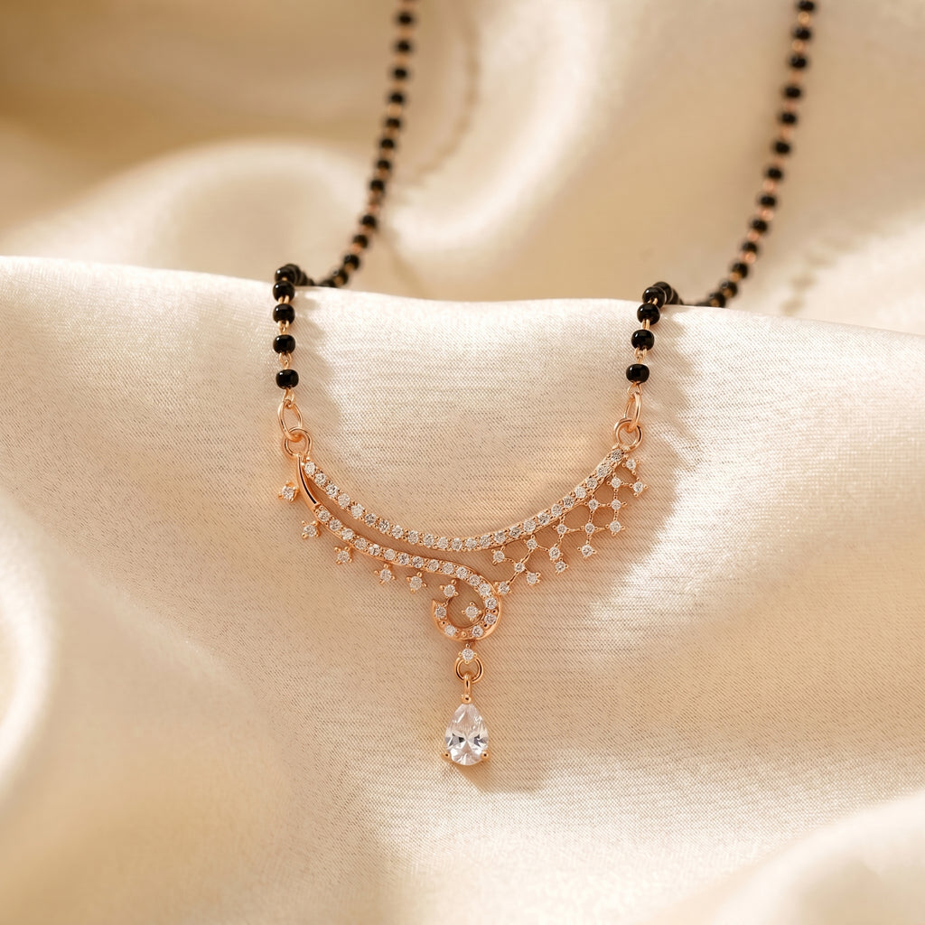 Rose Gold Floral Curve Mangalsutra GM -47