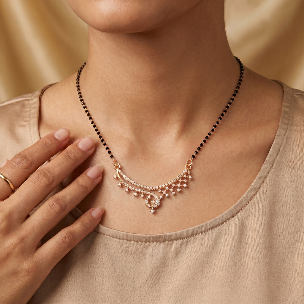 Rose Gold Floral Curve Mangalsutra GM -47