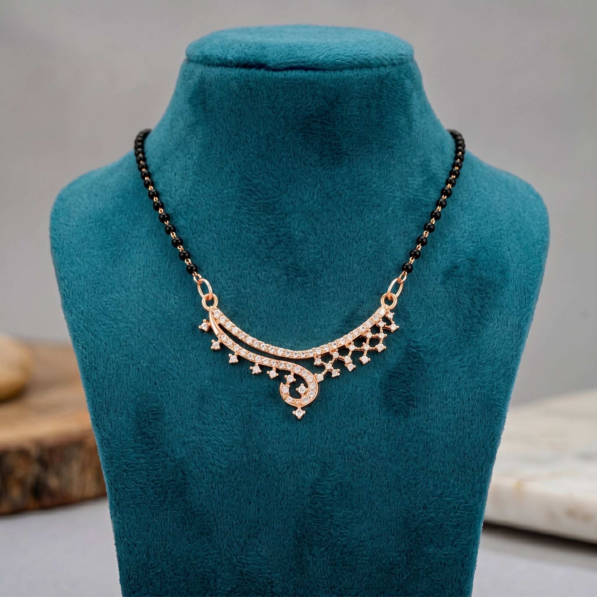 Rose Gold Floral Curve Mangalsutra GM -47