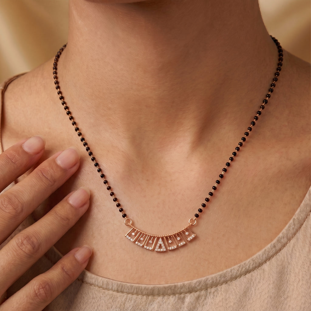 Rose Gold Geometric Fan Mangalsutra GM -43