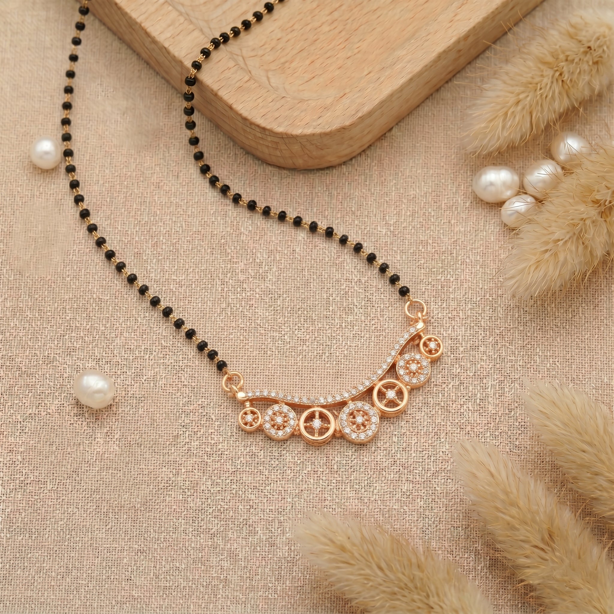 Rose Gold Circular Charm Mangalsutra GM -46