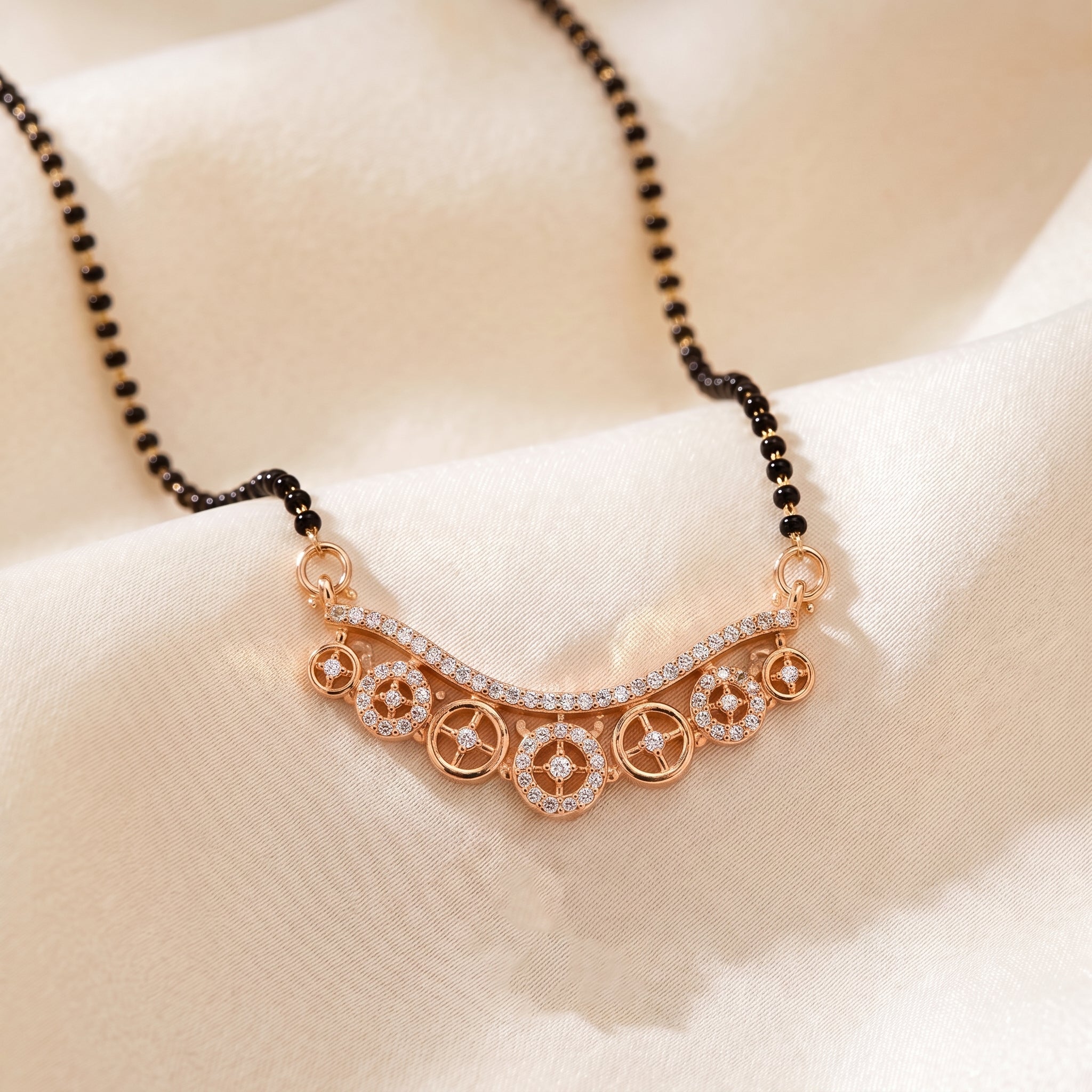 Rose Gold Circular Charm Mangalsutra GM -46